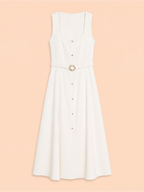 Zara Dresses & Skirts - ZARA IVORY BELTED MIDI DRESS